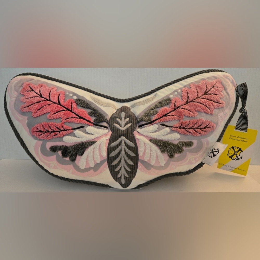 NWT Butterfly Pillow Christian Lacroix Down Alternative Tufted Chenille
